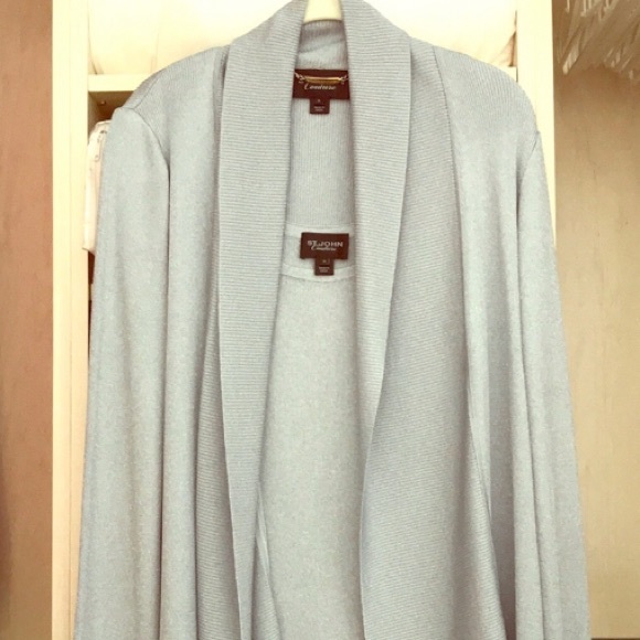 St. John Couture Twin Set Gray-Blue Shimmery Set - Picture 2 of 6